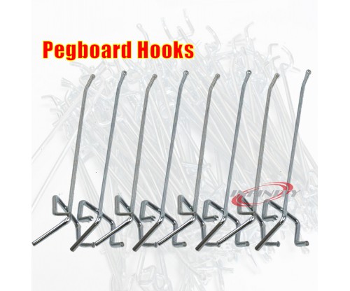 100PC 1/4"x8" Pegboard Hooks Shelving Pegboard Shelf Fit 1/4" Peghoard